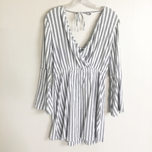 Roxy Stripped Bell Long Sleeved Dress Size M New - Picture 8 of 9